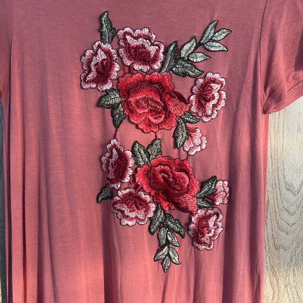 Pink with flowers, Charlotte Russe short sleeve dress - Picture 2 of 4